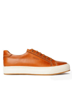 Basket Royale en Cuir Marron Cognac avec Semelle Blanche